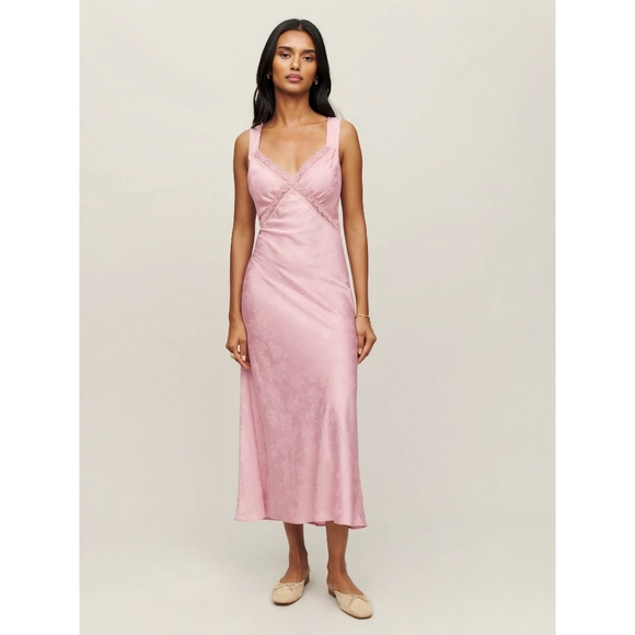 Reformation Dresses & Skirts - Reformation Provence Silky Lace Barbiecore Midi Slip Dress
